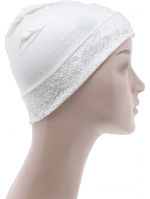 Skullies & Beanies No Slip Cotton Wig Liner for Hats- Caps and Wigs - Cream - CG182YXQI3A $17.91