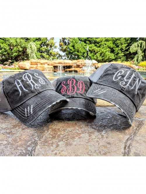 Baseball Caps Women's- Customized- Monogram Embroidered Baseball Cap-Custom Monogrammed - Grey/Customized - C818CTSG593 $39.16