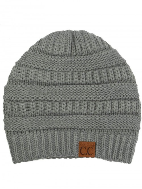 Skullies & Beanies Women's Thick Soft Knit Beanie Cap Hat - Natural Grey - CD192LYC8QT $15.38