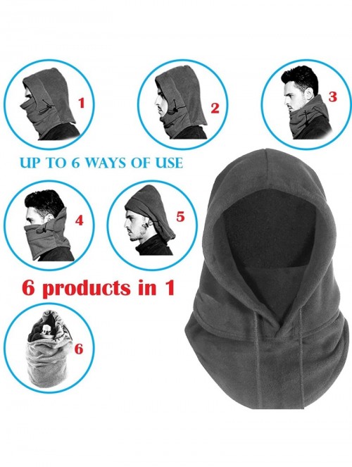 Balaclavas 6 in 1 Balaclava Windproof Winter Face Mask - Ski & Motorcycle Fleece Face Mask - Black - CG12OBKG1NB $16.70