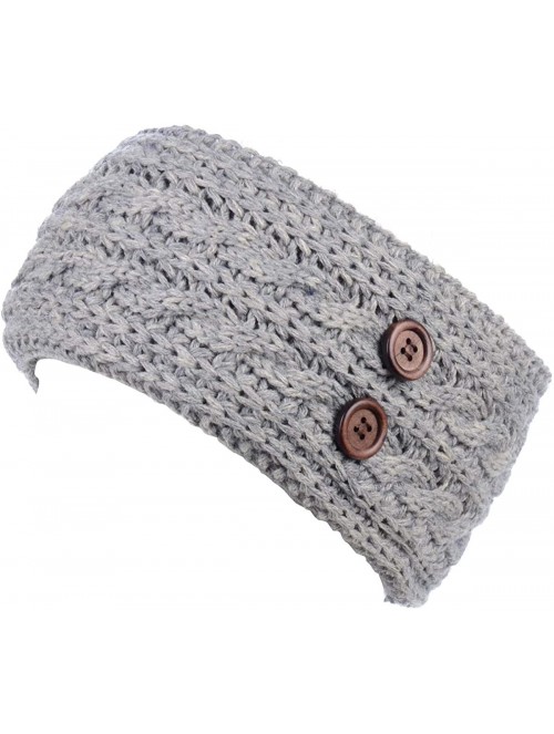 Headbands Women's Winter Chic Cable Warm Fleece Lined Crochet Knit Headband Turban - Heather Lt.gray - CJ18IL7RWQT $21.72