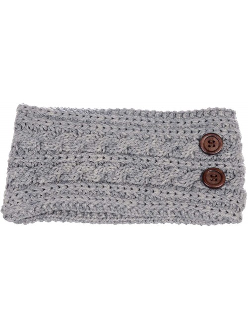 Headbands Women's Winter Chic Cable Warm Fleece Lined Crochet Knit Headband Turban - Heather Lt.gray - CJ18IL7RWQT $21.72