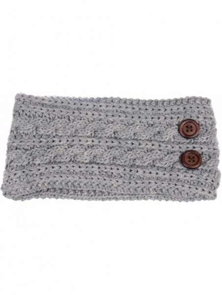 Headbands Women's Winter Chic Cable Warm Fleece Lined Crochet Knit Headband Turban - Heather Lt.gray - CJ18IL7RWQT $21.72