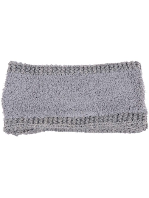 Headbands Women's Winter Chic Cable Warm Fleece Lined Crochet Knit Headband Turban - Heather Lt.gray - CJ18IL7RWQT $21.72