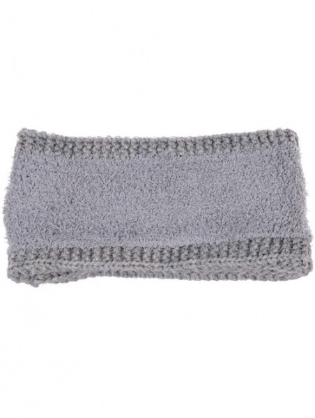 Headbands Women's Winter Chic Cable Warm Fleece Lined Crochet Knit Headband Turban - Heather Lt.gray - CJ18IL7RWQT $21.72