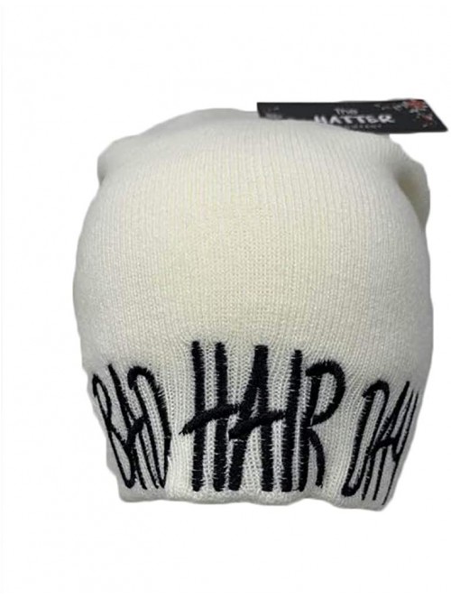 Skullies & Beanies Long Beanie with Bad Hair Day Embroidery - White - CI18M7QOQNS $14.76