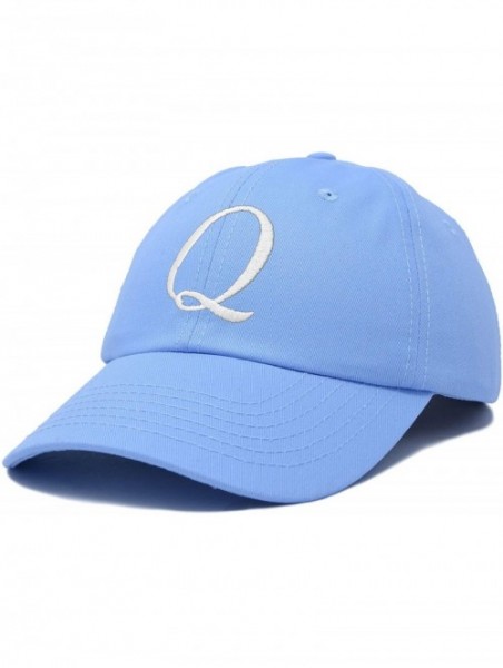 Baseball Caps Initial Hat Letter Q Womens Baseball Cap Monogram Cursive Embroider - Light Blue - C018U6XW5ZT $15.87