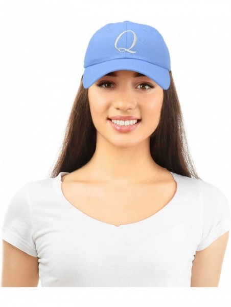 Baseball Caps Initial Hat Letter Q Womens Baseball Cap Monogram Cursive Embroider - Light Blue - C018U6XW5ZT $15.87