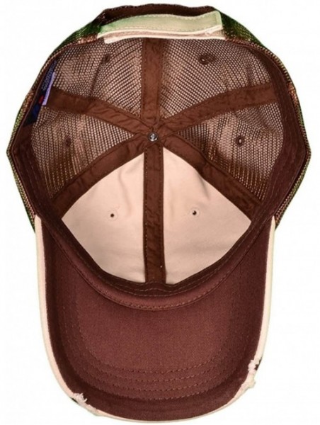 Baseball Caps Unisex Unstructured Special Washed Distressed Mesh Trucker Cap - Putty/Brown-6887 - CQ12FL8D8AP $14.66