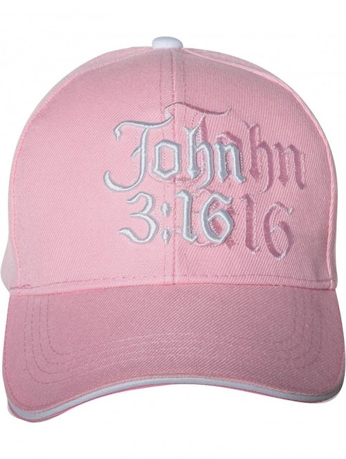 Baseball Caps John 3-16 Hat Religious Bible Christian Gift - 100% Cotton Embroidered Cap - Pink - CD18W8TEZSI $14.11