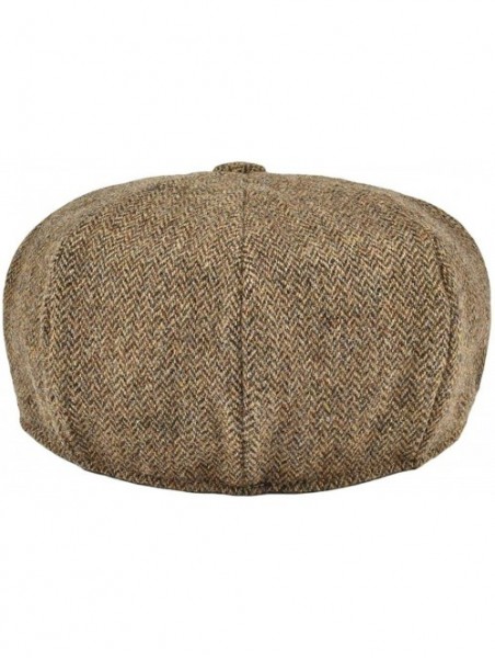 Newsboy Caps Men's Premium Wool Classic Flat Ivy Newsboy Cap Herringbone Pattern Flecked Hat - Herringbone Khaki - C618T2GCM4...