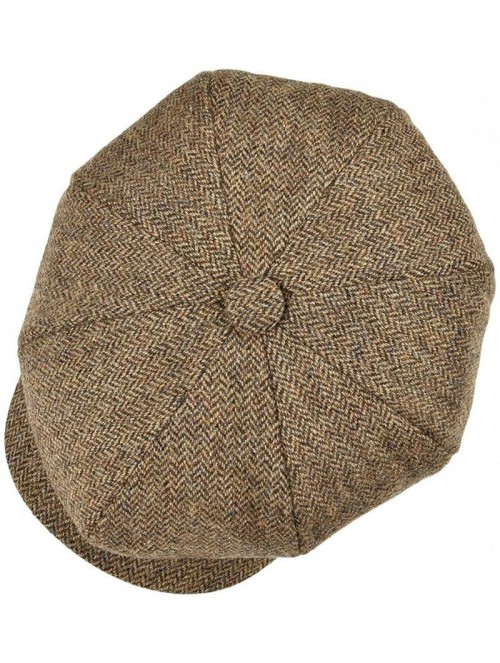 Newsboy Caps Men's Premium Wool Classic Flat Ivy Newsboy Cap Herringbone Pattern Flecked Hat - Herringbone Khaki - C618T2GCM4...