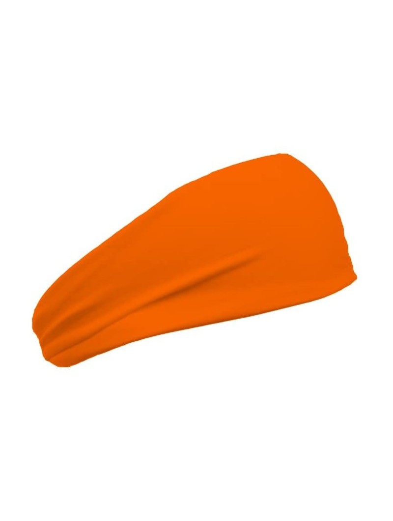 Headbands Womens 3 Inch Flatback Moisture Wicking Workout Sweatband - Bright Neon Orange - C412ITCC4AF $10.55