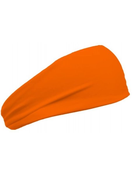 Headbands Womens 3 Inch Flatback Moisture Wicking Workout Sweatband - Bright Neon Orange - C412ITCC4AF $10.55