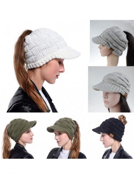 Skullies & Beanies Women Knitted Cap Winter Warm Ponytail Beanie Hats & Caps - White - CP192KMCD5X $18.66