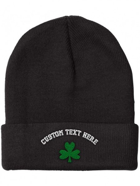 Skullies & Beanies Custom Beanie for Men & Women Shamrock Embroidery Acrylic Skull Cap Hat - Black - CP18ZS3RNW3 $22.76