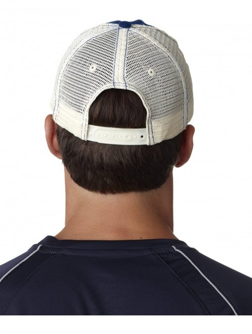 Baseball Caps Brushed Trucker Cap - Navy/ Stone - CM12FL4ZJAV $7.53