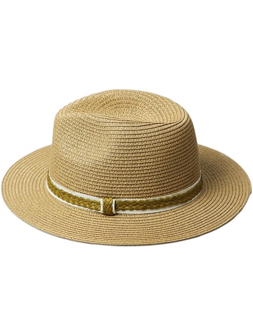 Sun Hats Womens Sun Straw Panama Hat - Foldable Floppy Wide Brim Hat Beach Cap UPF50 - Brown - CT18UXC8EUD $18.86