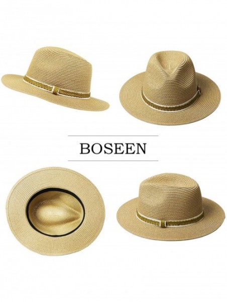 Sun Hats Womens Sun Straw Panama Hat - Foldable Floppy Wide Brim Hat Beach Cap UPF50 - Brown - CT18UXC8EUD $18.86