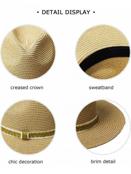 Sun Hats Womens Sun Straw Panama Hat - Foldable Floppy Wide Brim Hat Beach Cap UPF50 - Brown - CT18UXC8EUD $18.86