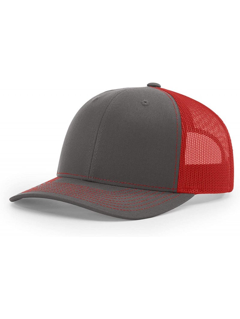 Baseball Caps Richardson Unisex 112 Trucker Adjustable Snapback Baseball Cap- Split Charcoal/Red- One Size Fits Most - CI126W...