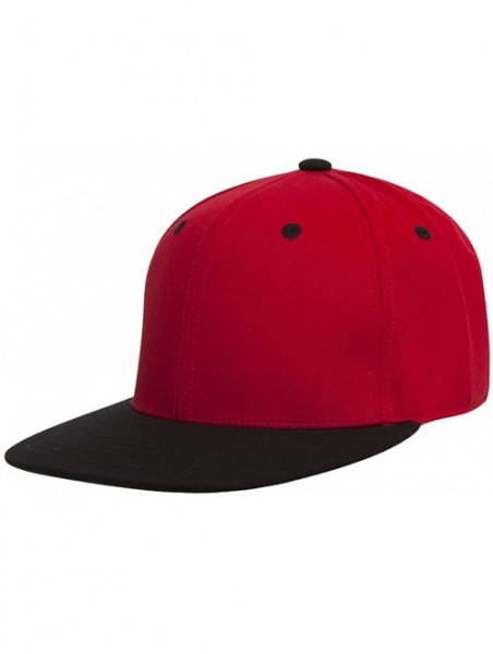 Baseball Caps Cotton Two-Tone Flat Bill Snapback - Red/Black - CD184TGGK8D $10.25