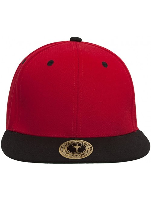 Baseball Caps Cotton Two-Tone Flat Bill Snapback - Red/Black - CD184TGGK8D $10.25