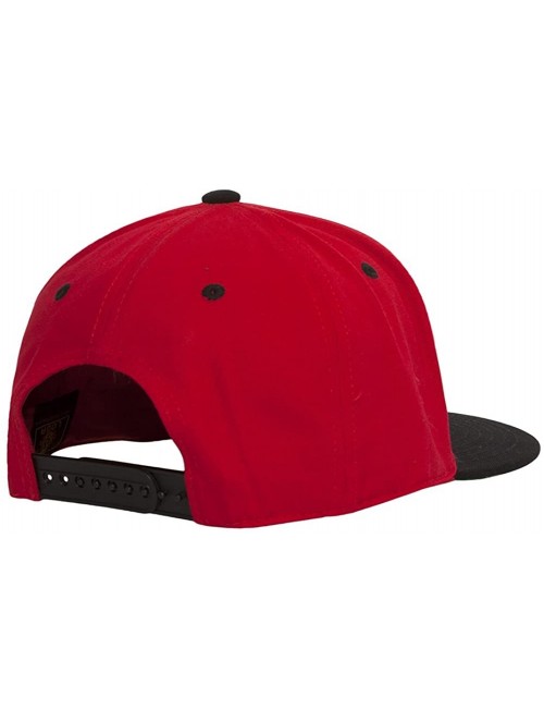 Baseball Caps Cotton Two-Tone Flat Bill Snapback - Red/Black - CD184TGGK8D $10.25