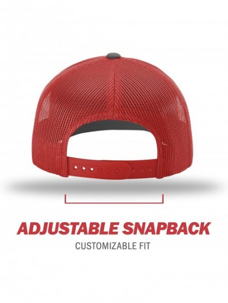 Baseball Caps Richardson Unisex 112 Trucker Adjustable Snapback Baseball Cap- Split Charcoal/Red- One Size Fits Most - CI126W...