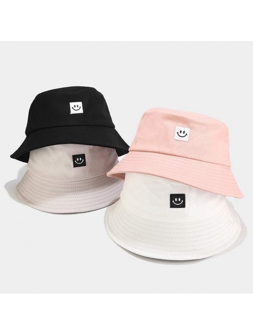 Bucket Hats Unise Hat Summer Travel Bucket Beach Sun Hat Smile Face Visor - Beige - CJ1945RSWHN $14.38