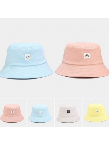 Bucket Hats Unise Hat Summer Travel Bucket Beach Sun Hat Smile Face Visor - Beige - CJ1945RSWHN $14.38