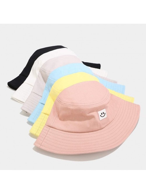 Bucket Hats Unise Hat Summer Travel Bucket Beach Sun Hat Smile Face Visor - Beige - CJ1945RSWHN $14.38