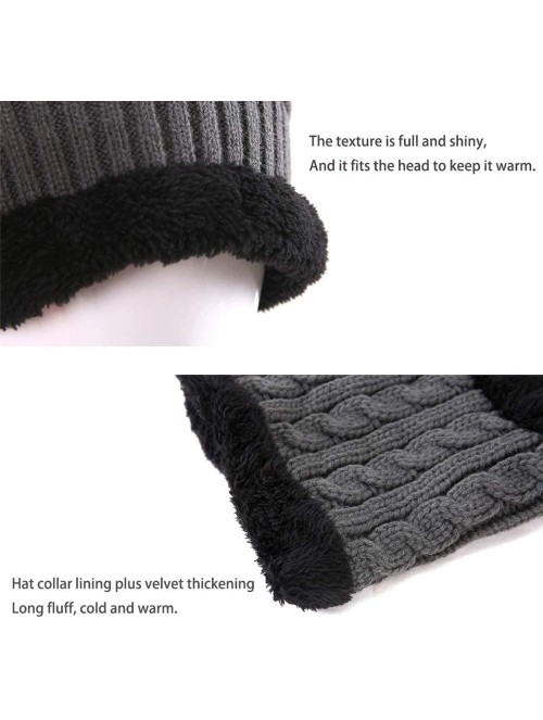 Skullies & Beanies Winter Knit Plus Velvet hat Collar - Simple Autumn and Winter Windproof Warm Collar(Wine red) - Red - CM18...