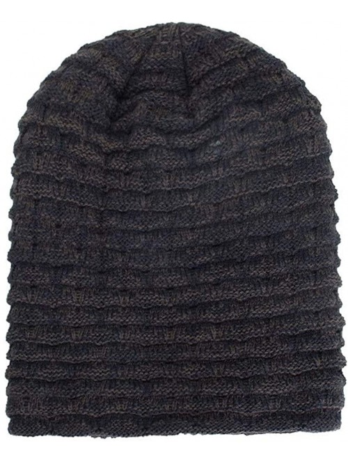 Skullies & Beanies Warm Oversized Chunky Soft Oversized Cable Knit Slouchy Beanie Winter Warm Knit Hat Skull Cap - Navy 3 - C...