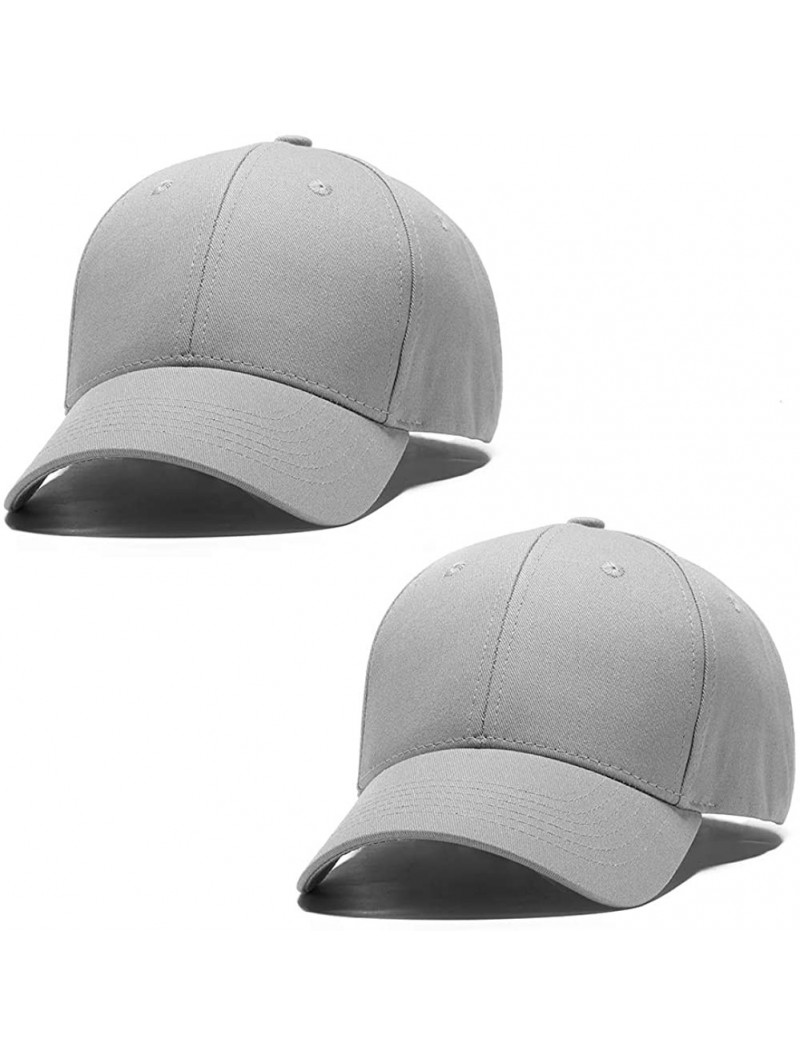 Baseball Caps Leisure Outdoor Top Level Baseball Cap Men Women - Classic Adjustable Plain Hat - Grey 2 Pieces - CS193IRLEIO $...