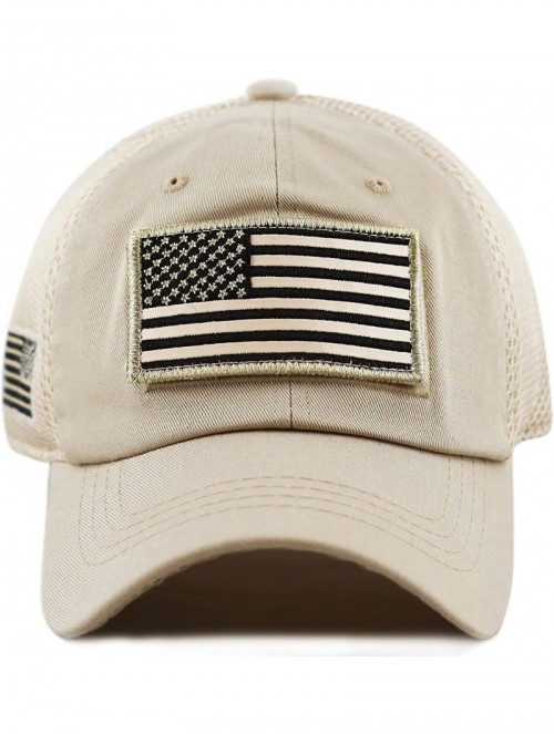 Baseball Caps Cotton & Pigment Low Profile Tactical Operator USA Flag Patch Military Army Cap - Usa- Khaki - CL183G39M0A $14.32