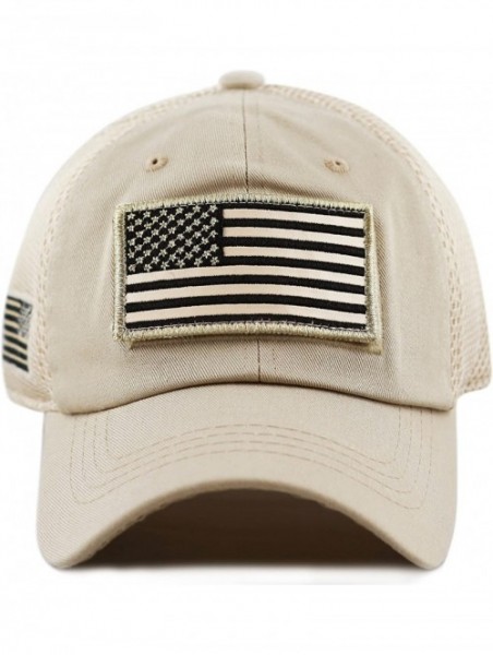 Baseball Caps Cotton & Pigment Low Profile Tactical Operator USA Flag Patch Military Army Cap - Usa- Khaki - CL183G39M0A $14.32