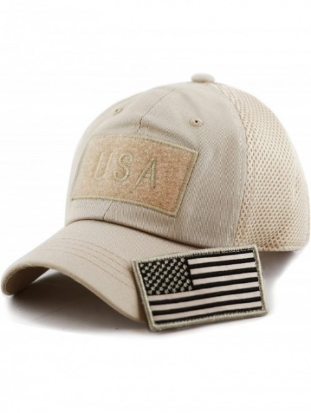 Baseball Caps Cotton & Pigment Low Profile Tactical Operator USA Flag Patch Military Army Cap - Usa- Khaki - CL183G39M0A $14.32