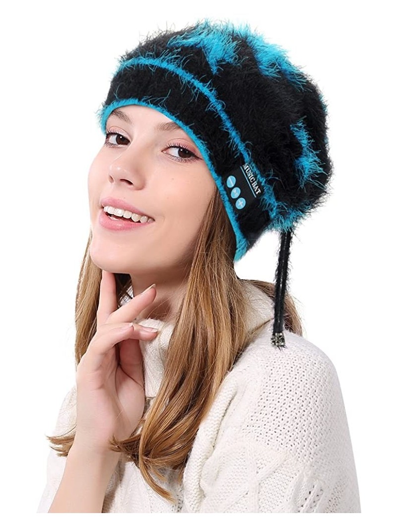 Skullies & Beanies Bluetooth Beanie Hat Wireless Headphone Headset with HD Stereo for Women Girls - Black - CX18ZC8M9NM $17.68