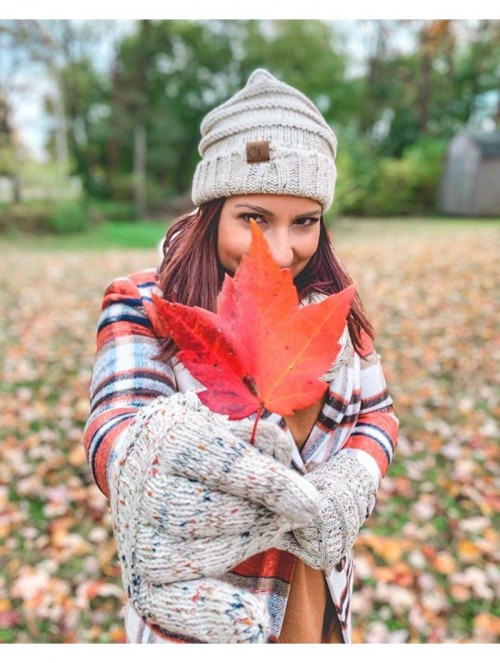 Skullies & Beanies Exclusives Oversized Slouchy Beanie Bundled with Matching Lined Touchscreen Glove - Beige - CM193ENNQCY $2...