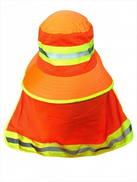 Sun Hats Men High Visibility Reflective Sun Hat with Neck Flap Wide Brim Boonie Hat Bucket Cap - 1pc Neon Orange - CF18WHN3EK...