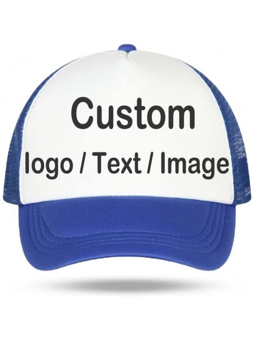 Baseball Caps Personalized Unisex Mesh Baseball Cap Custom Your Own Design Logo Text Photo Hat - Blue 2 - CJ1825GS64Y $14.45