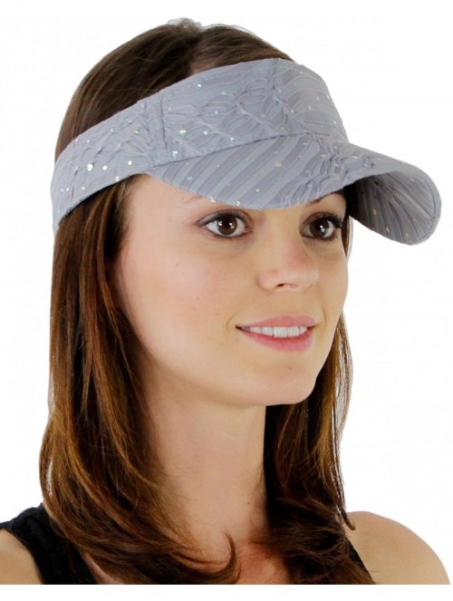 Visors Women's Glitter Sequin Visor Hat - Silver - CR118Q5G3D1 $13.96