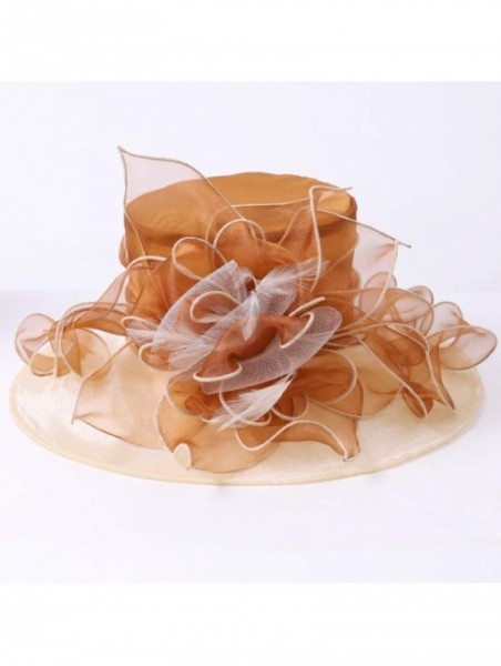 Sun Hats Women Floral Wedding Dress Tea Party Derby Racing Church Hat - Cream&apricot - C217XHW9HZW $29.54