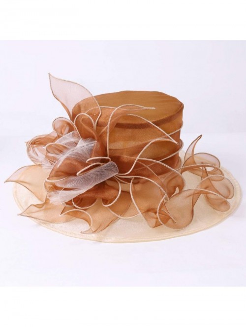 Sun Hats Women Floral Wedding Dress Tea Party Derby Racing Church Hat - Cream&apricot - C217XHW9HZW $29.54