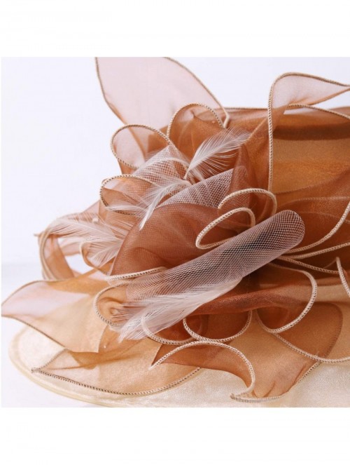 Sun Hats Women Floral Wedding Dress Tea Party Derby Racing Church Hat - Cream&apricot - C217XHW9HZW $29.54