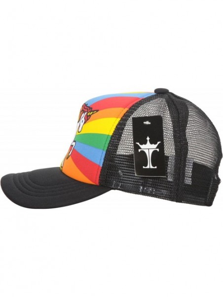 Baseball Caps Unicorn Mesh Trucker Hat - Black w/Rainbow - CM11F7CLQCJ $18.07