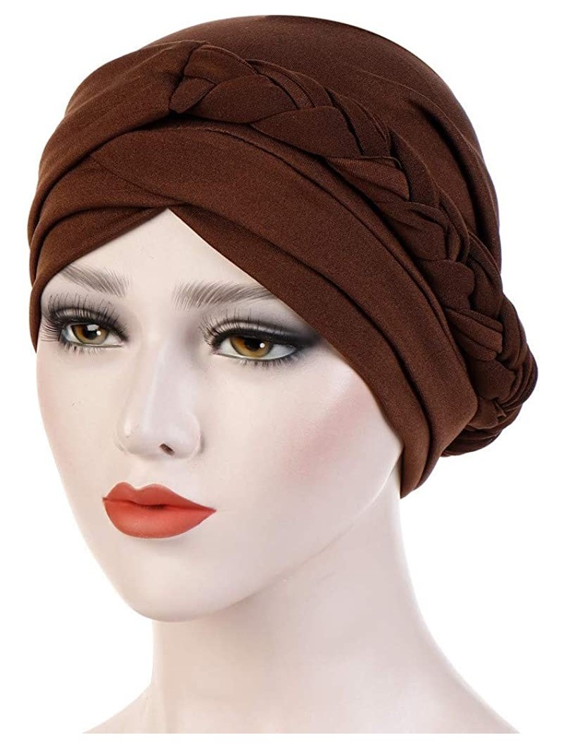 Skullies & Beanies Elastic Muslim Ruffle Cancer Viviplus - Coffee - CY18Y02YCI2 $15.36