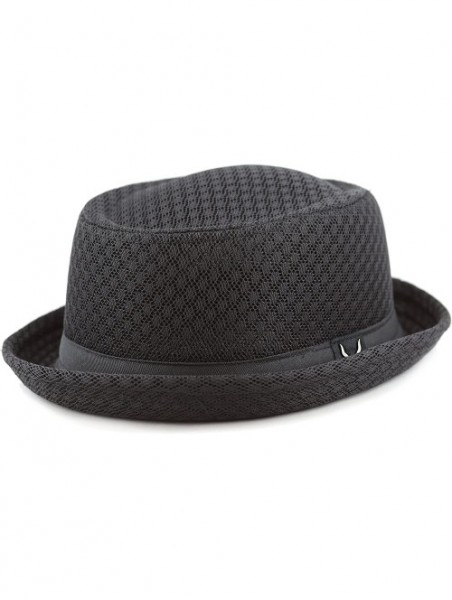 Fedoras Unisex Light Weight Classic Soft Cool Mesh Pork Pie hat - Black - C3183REK8UT $19.95