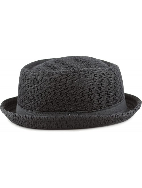 Fedoras Unisex Light Weight Classic Soft Cool Mesh Pork Pie hat - Black - C3183REK8UT $19.95